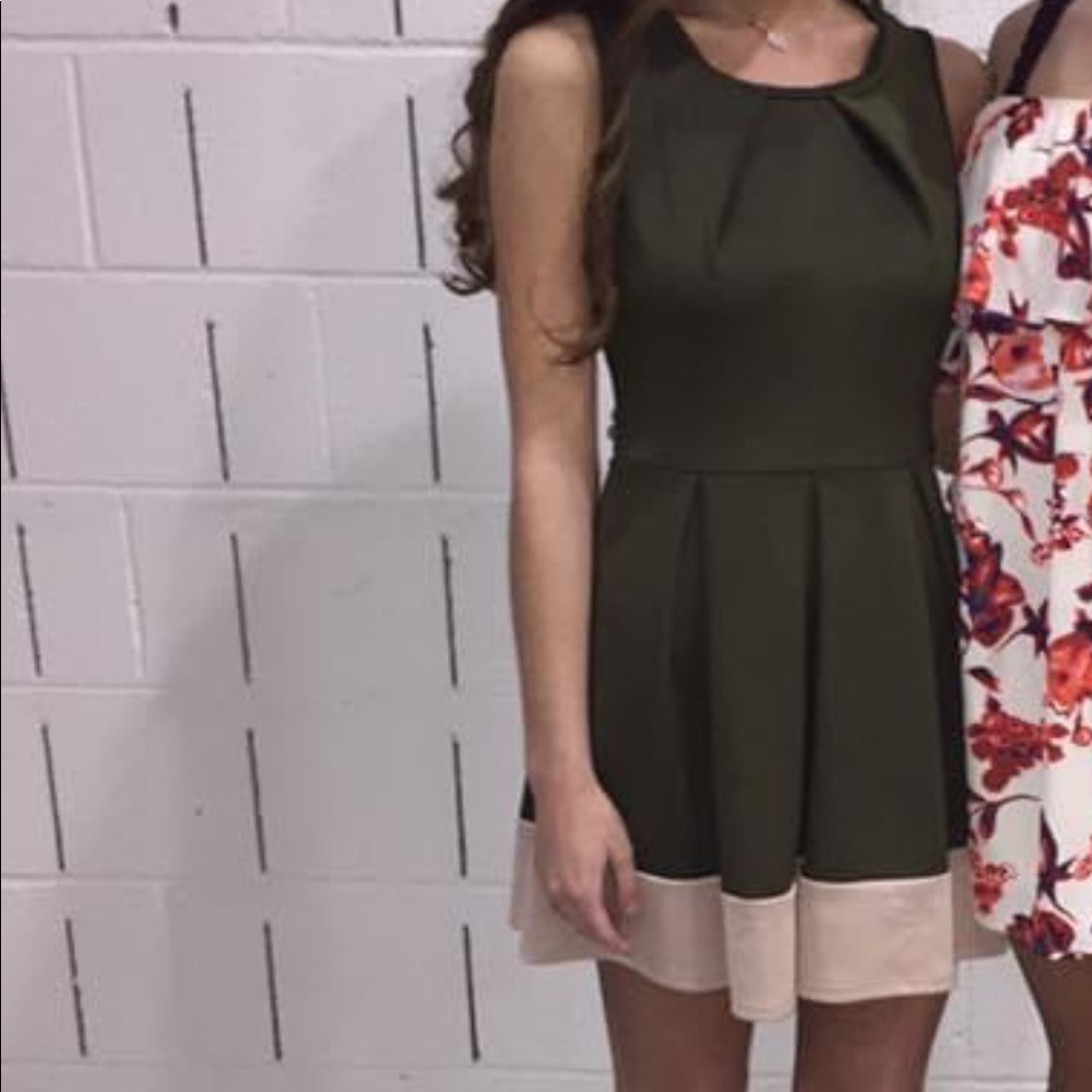 Green Dress with Tan Bottom